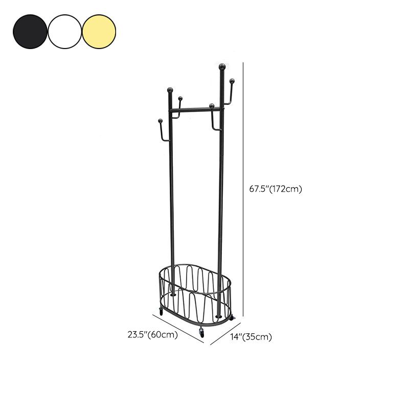 Luxurious Clothes Hanger Free Standing Storage Basket Coat Rack with Castors