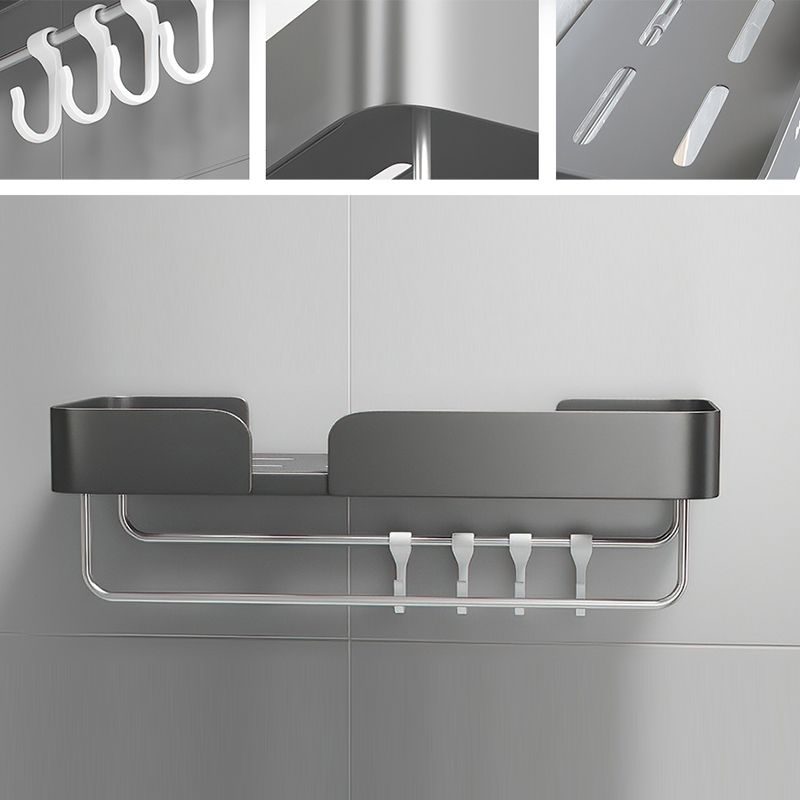 3 Piece Modern Bathroom Hardware Set Aluminum Bath Shelf in Grey