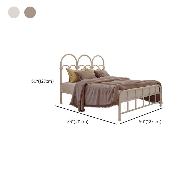 Scandinavian White/Beige Standard Bed with Open-Frame Headboard