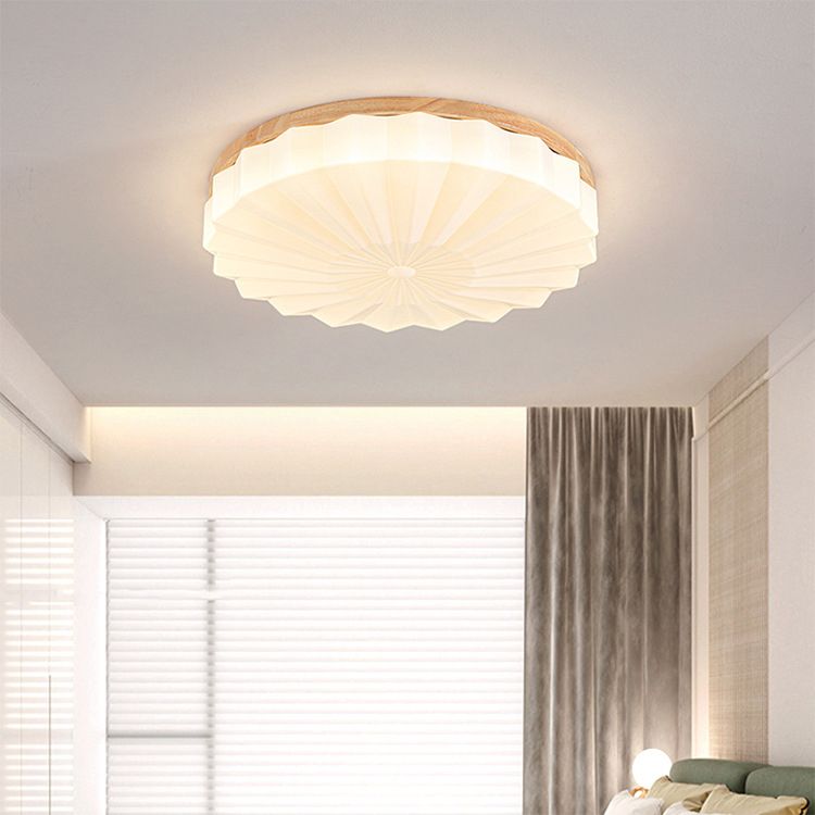 Modern Flush Light Wood and Acrylic Ceiling Lighting for Bedroom