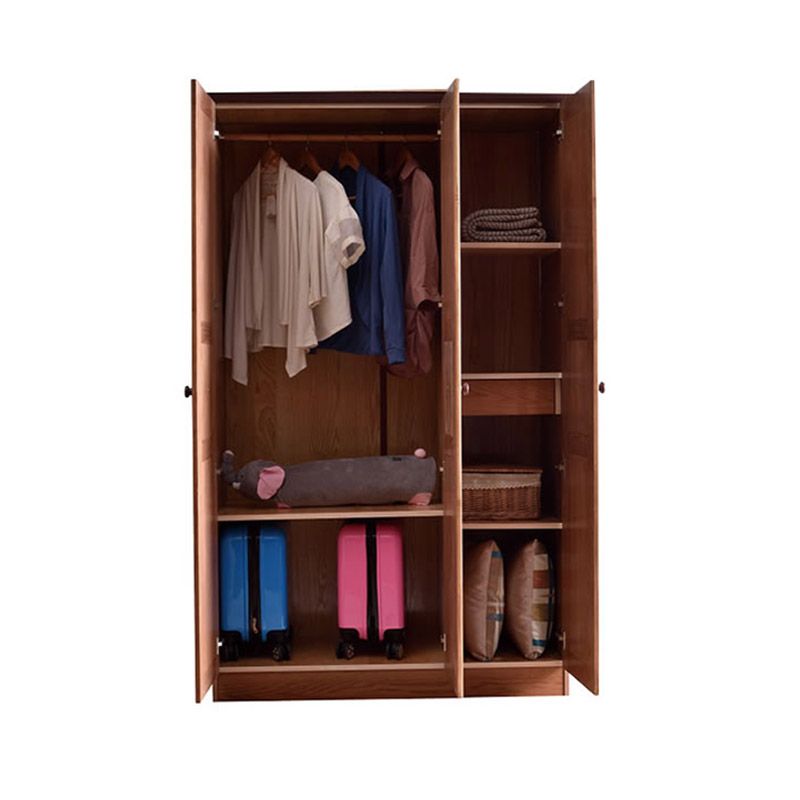 Modern Solid Wood Wardrobe Brown 2 Door Youth Armoire,47.2" D x 22.4" W x 79.9" H