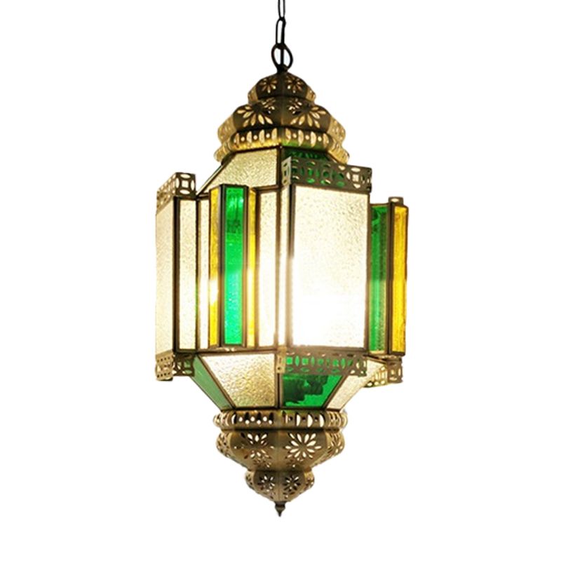 Lampadino a 3 luci in ottone lampadario arabico glassati in vetro a sospensione Light per portico