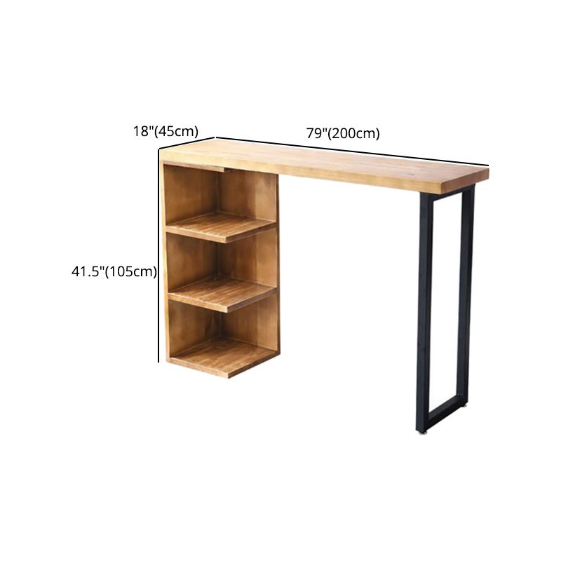 Modern Bar Wine Table with Storage Indoor Rectangle Counter Height Table in Natural