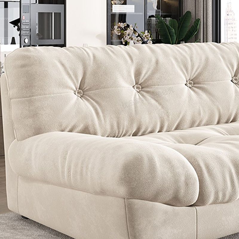 34.65" H Genuine Leather Armless Sofa with Tufted Back Down Fill Cushions Sofa