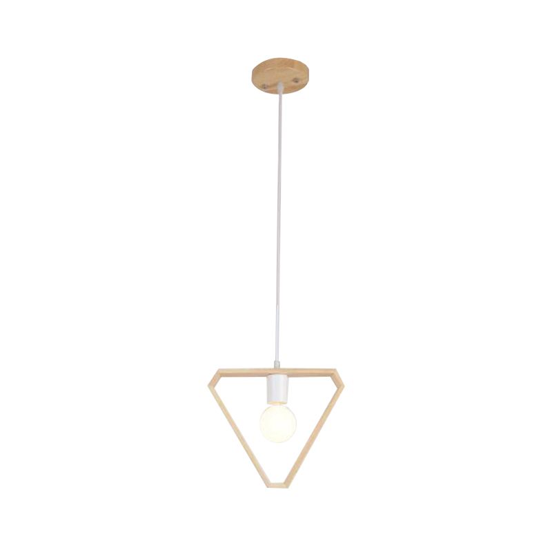 Triangle / carré / hexagonal suspension pendentif contemporain en bois à 1 lumière de chambre à coucher