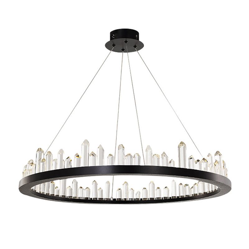 Chandelier LED minimaliste Crystal Stick Stick Room Hanging Light en noir