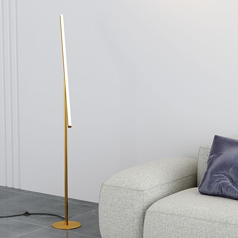 Lever Shaped Linear Floor Lamp Simple Metal Living Room LED Standing Light