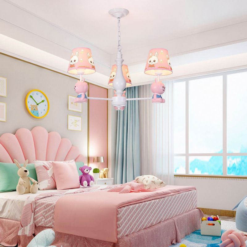 Mädchen Schlafzimmer Hase hängende Leuchten Metall tierrosa Pendelleuchte mit Stoffschatten