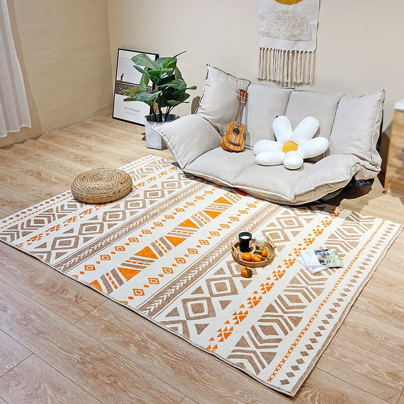 Boho-Chic Tribal Print Carpet Multicolor Polyester Rug Anti-Slip Backing Carpet for Home Decoration