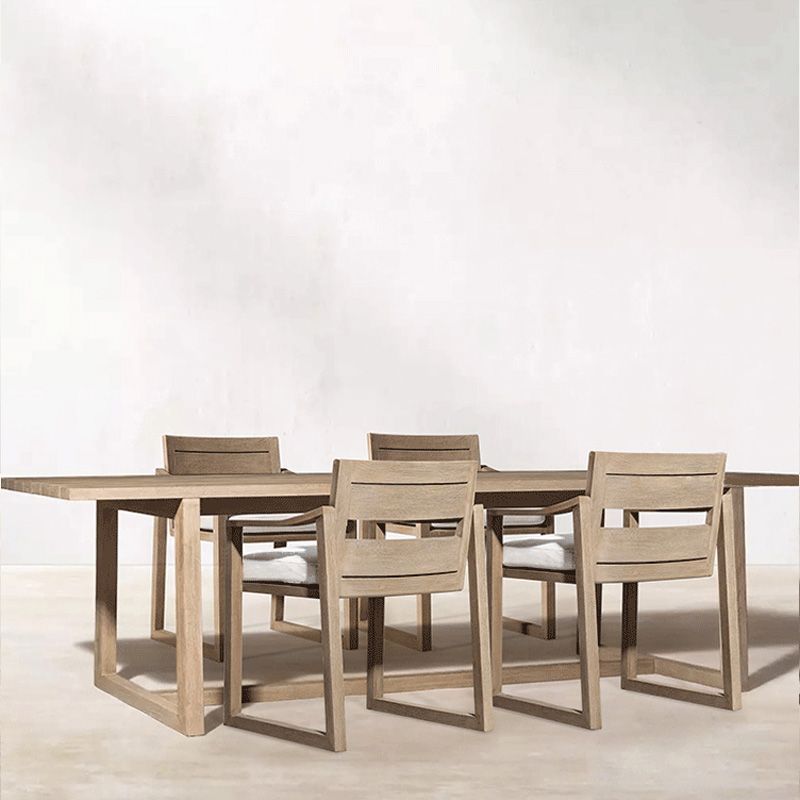 Solid Wood Dining Table with Water Resistant Contemporary Patio Table