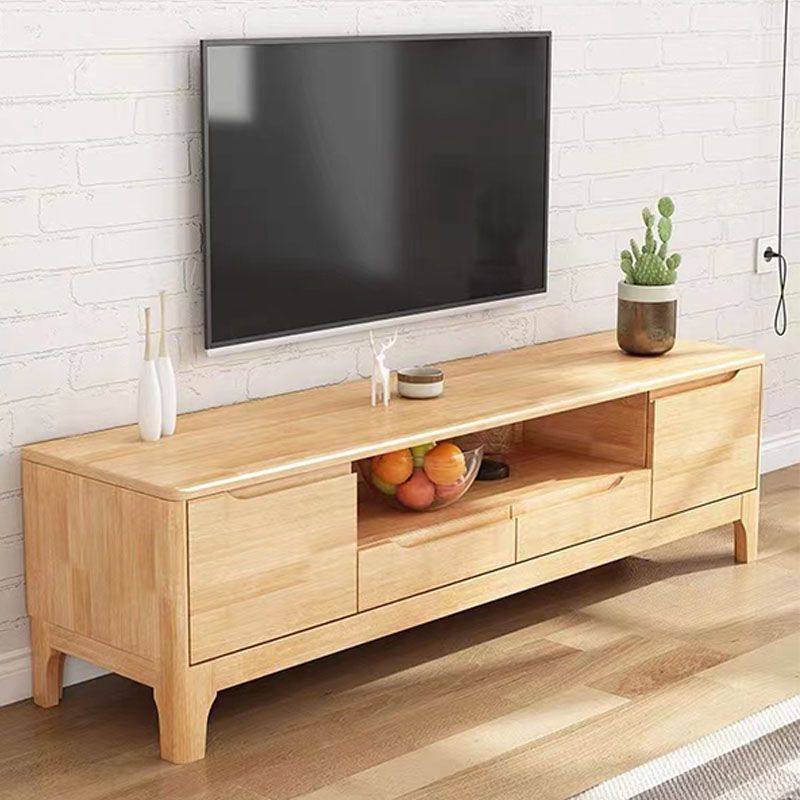 Scandinavian Open Shelf TV Console 2-Cabinet TV Stand with Soft Close Drawers