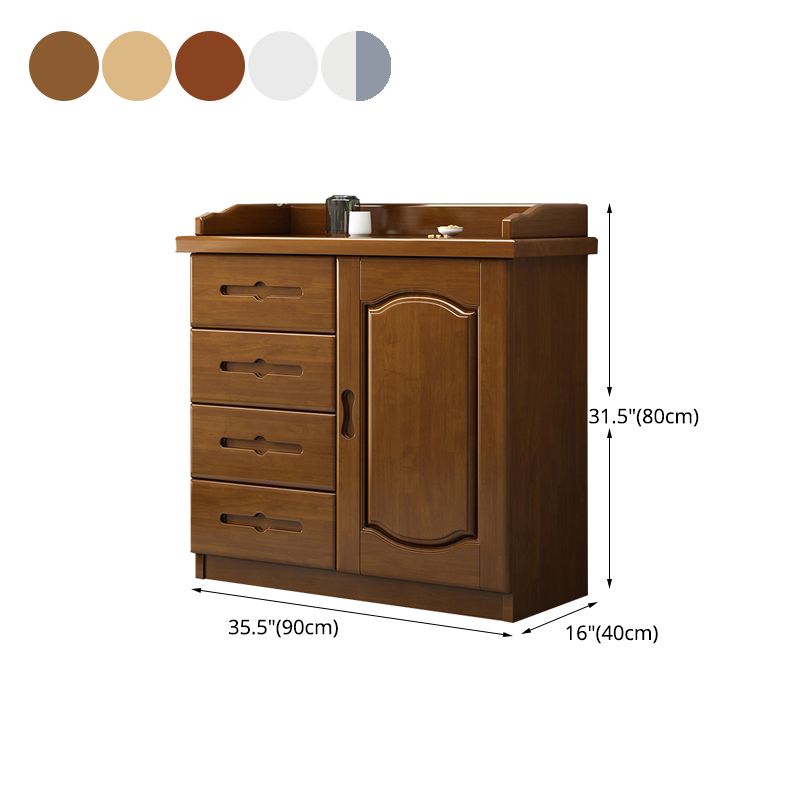 16" D Solid Wood Combo Dresser Bedroom Storage Chest Dresser with Drawers and Doors