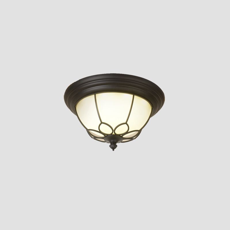 Traditional LED Ceiling Light Geometric Flush Mount with White Glass Shade