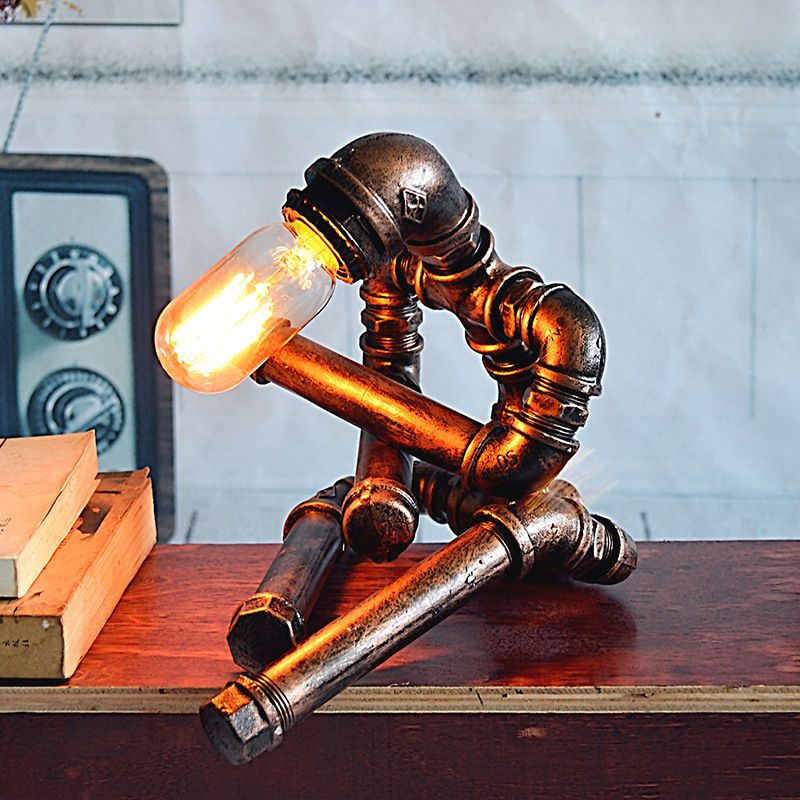 Lampada task robot a gambe di incrocio in metallo 1 Vintage 1 Studio Studio Studio Night Table Light in Rust