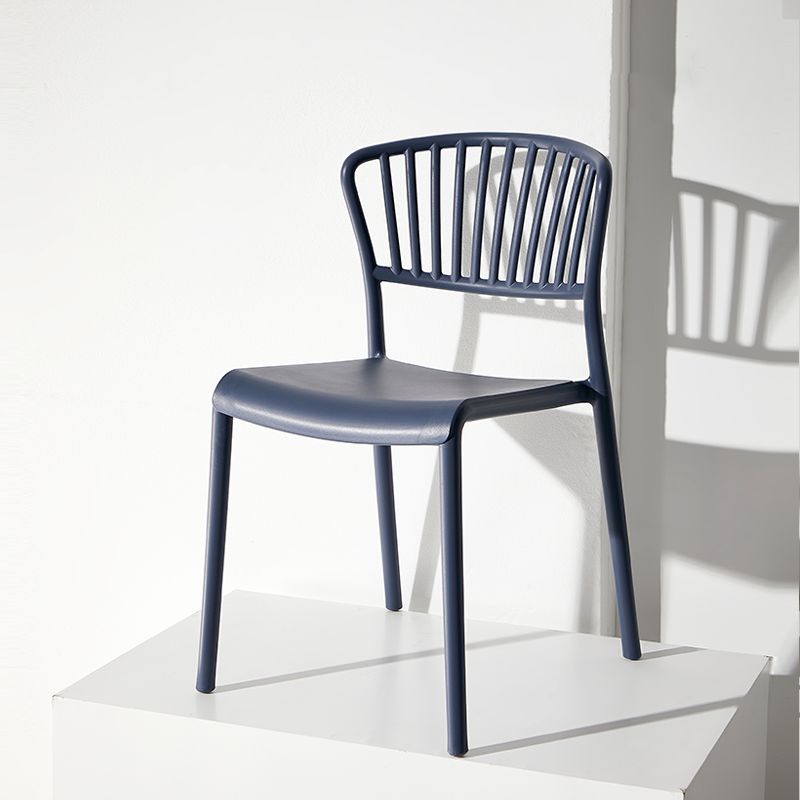 Scandinavian Plastic Dining Armless Chair Open Back Side Chairs