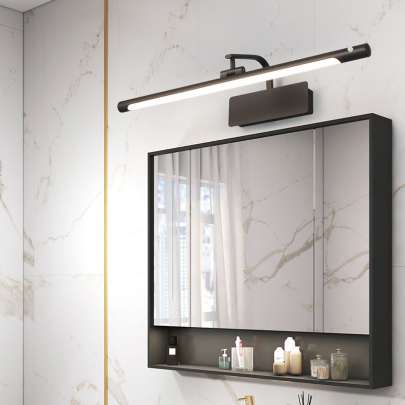 Modern Linear Wall Mount Light Fixture Induction Metal 1-Light Wall Lamp for Bathroom