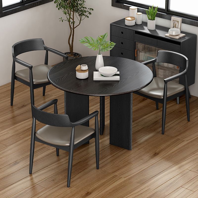 Modern Round Dining Table Wooden Black Dinner Table for Dining Room