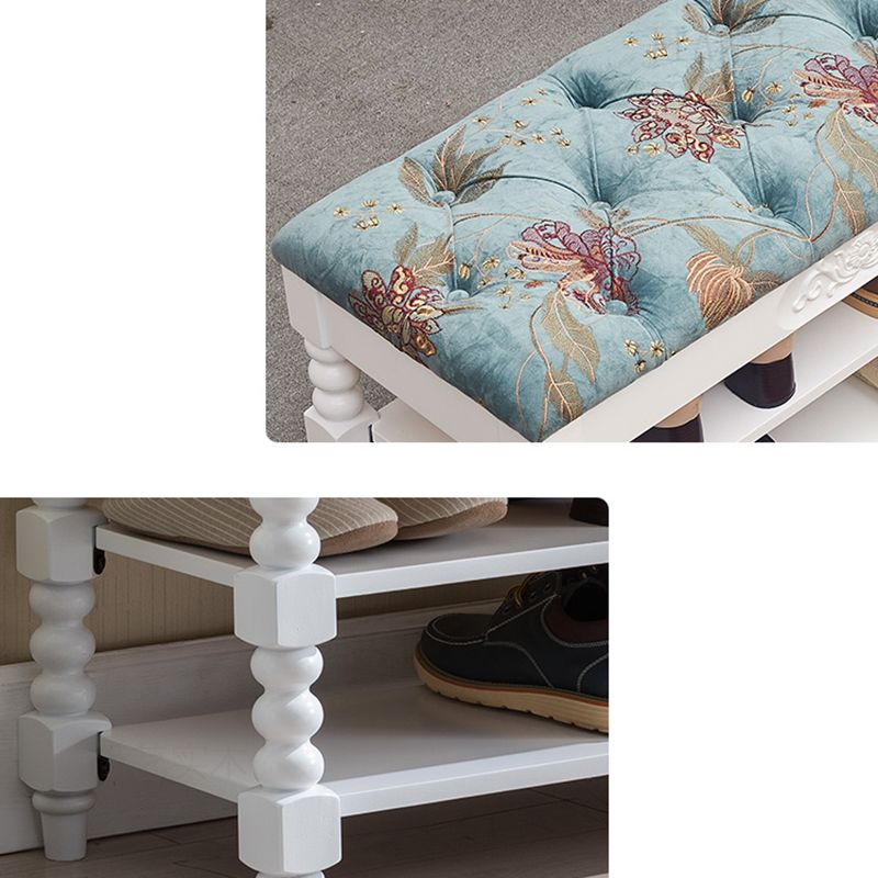 Upholstered Shelves Seating Bench Cushioned Entryway and Bedroom Bench with Legs