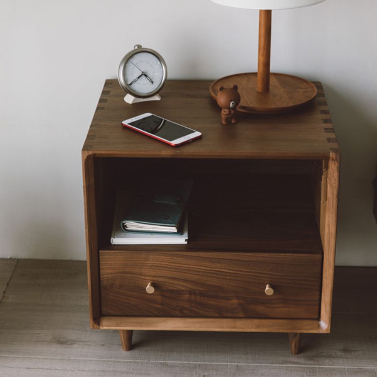 Modern Bed Nightstand Drawers Included Pine Night Table for Bedroom