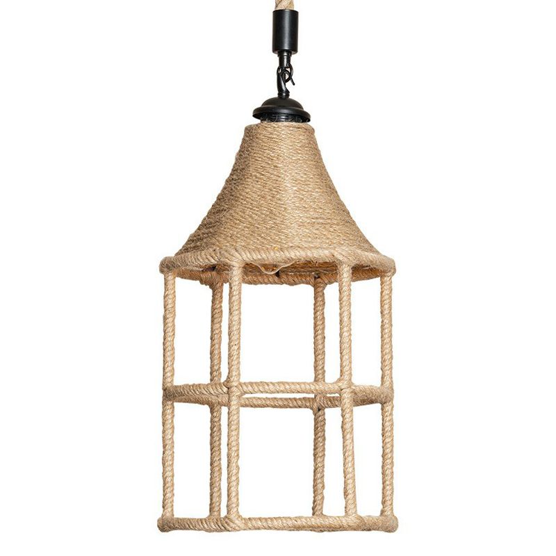 Booth Shaped Dining Room Pendulum Light Rustic Rope 1-Light Brown Suspended Lighting Fixture