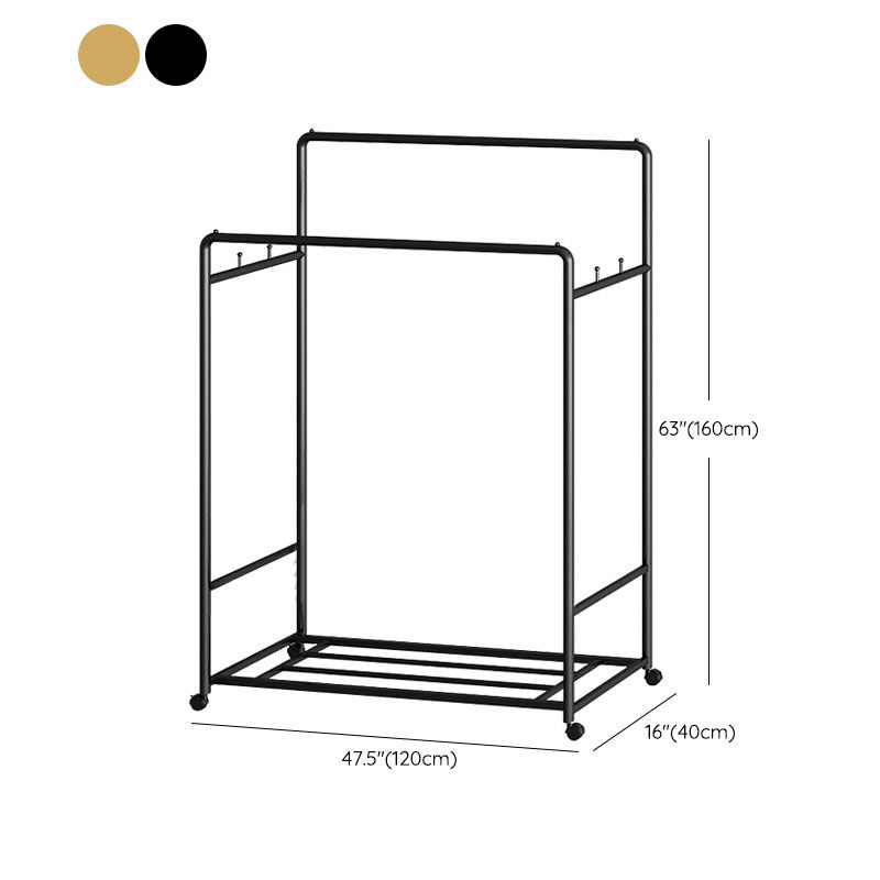 Modern Hall Stand 2 Hanging Rails and Storage Shelving Entryway Kit with Castors