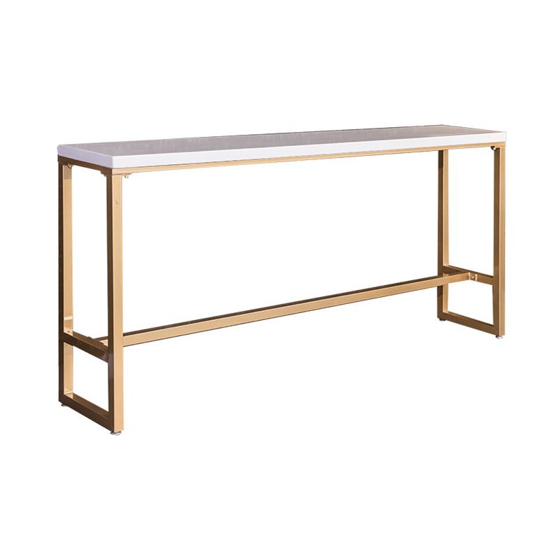 Glam White Metal Counter Table with Rectangle Table Top Gold Trestle Table - 43" H