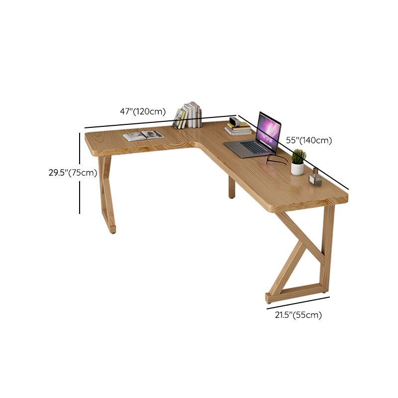 Modern Style Wooden Writing Desk L-Shape Office Table with 3 Legs for Home