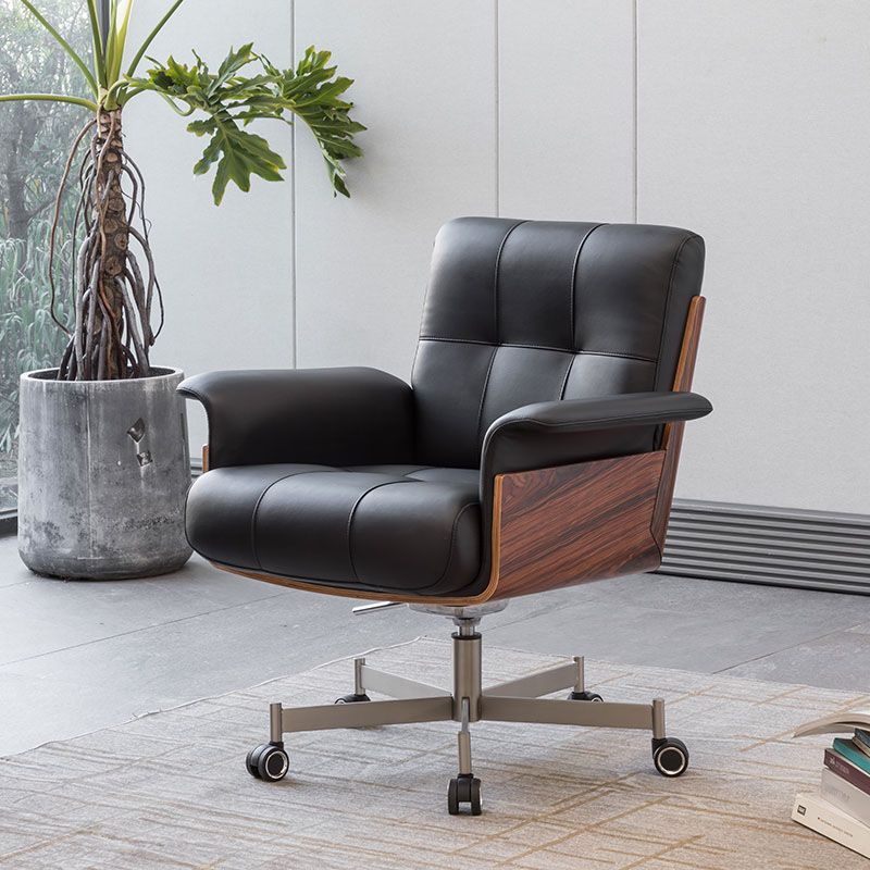 Modern Desk Chair Fixed Arms Upholstered No Distressing Office Chair