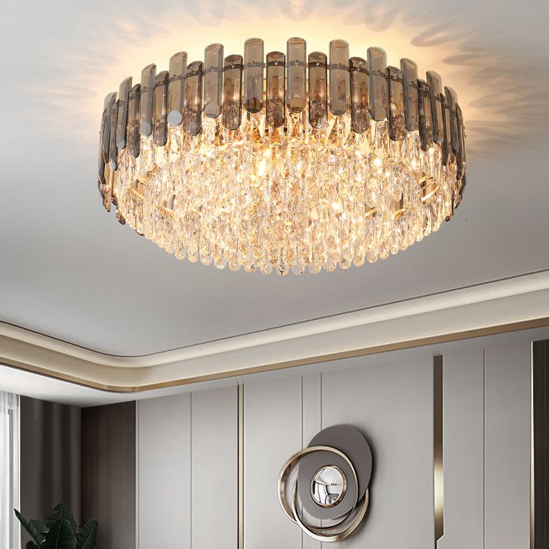 Modern Ceiling Lamp Household Flush Mount Light Fixture with Crystal Shade for Bedroom