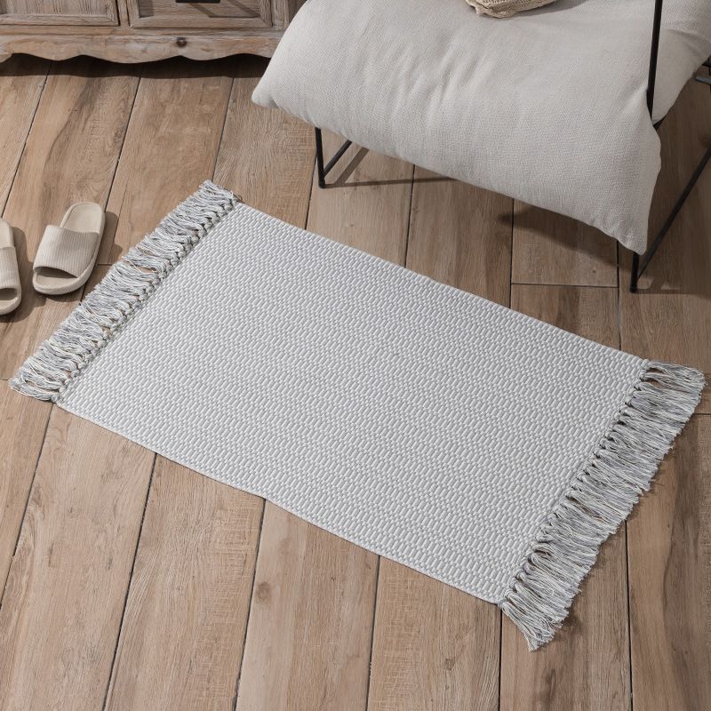 Bohemian Solid Fringe Carpet Cotton Indoor Rug Reversible Pet Friendly Rug for Home Decoration