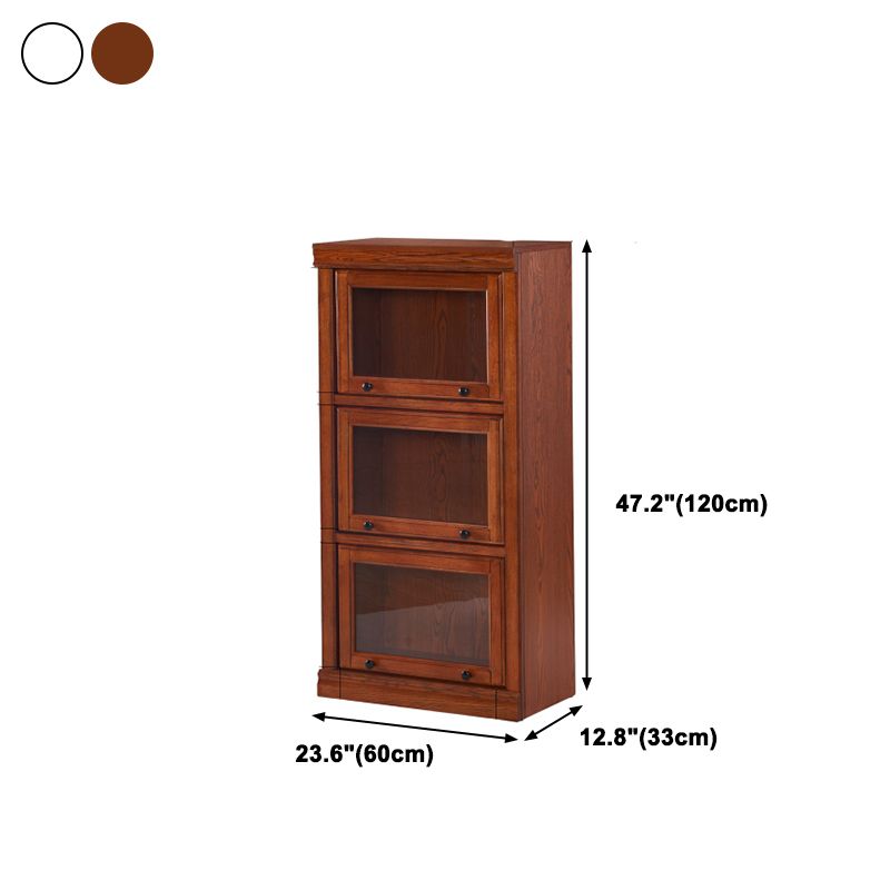 Modern Bookcase Wood Closed Back Bookshelf with Door for Office