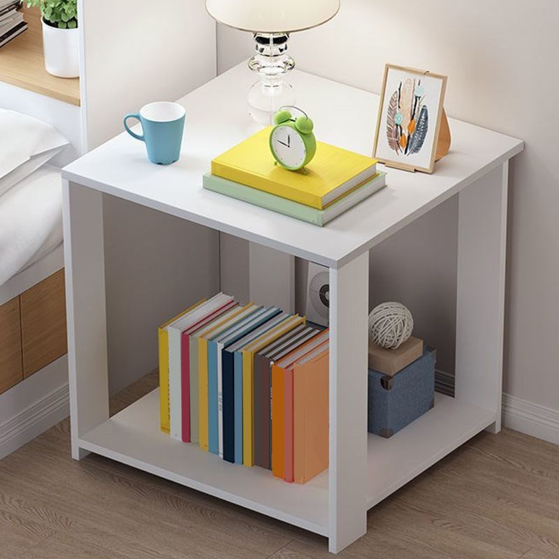 Modern Wood Square Top Nightstand 12" Wide Bedside Cabinet with Shelf