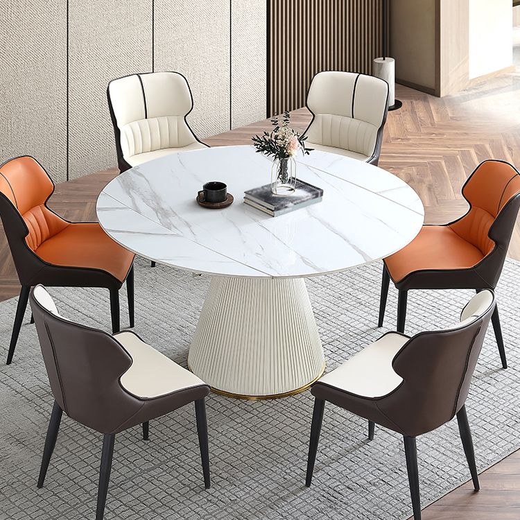 Glam 1/3/4/5/7 Pieces Dinette Set with Sintered Stone Top PU Leather Dining Table Set