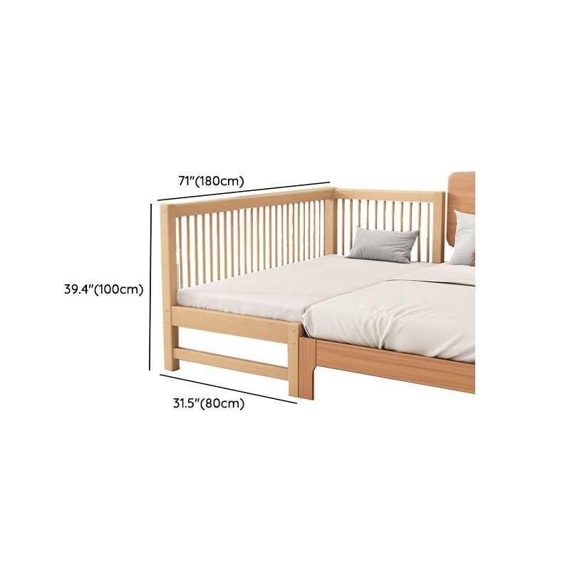 Natural Farmhouse Nursery Crib in Solid Wood with Guardrail Crib