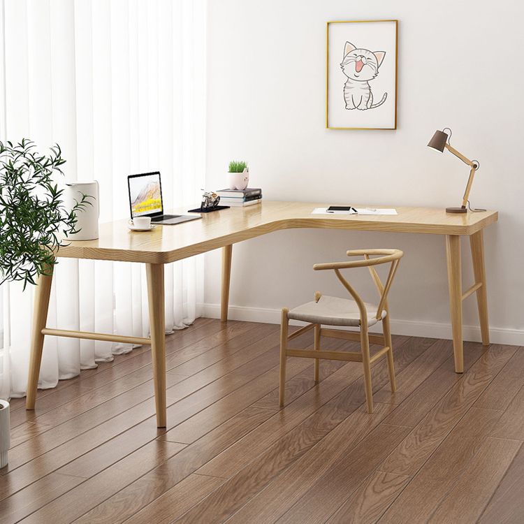 Contemporary 29.53" Tall Office Desk Solid Wood Natural Writing Desk