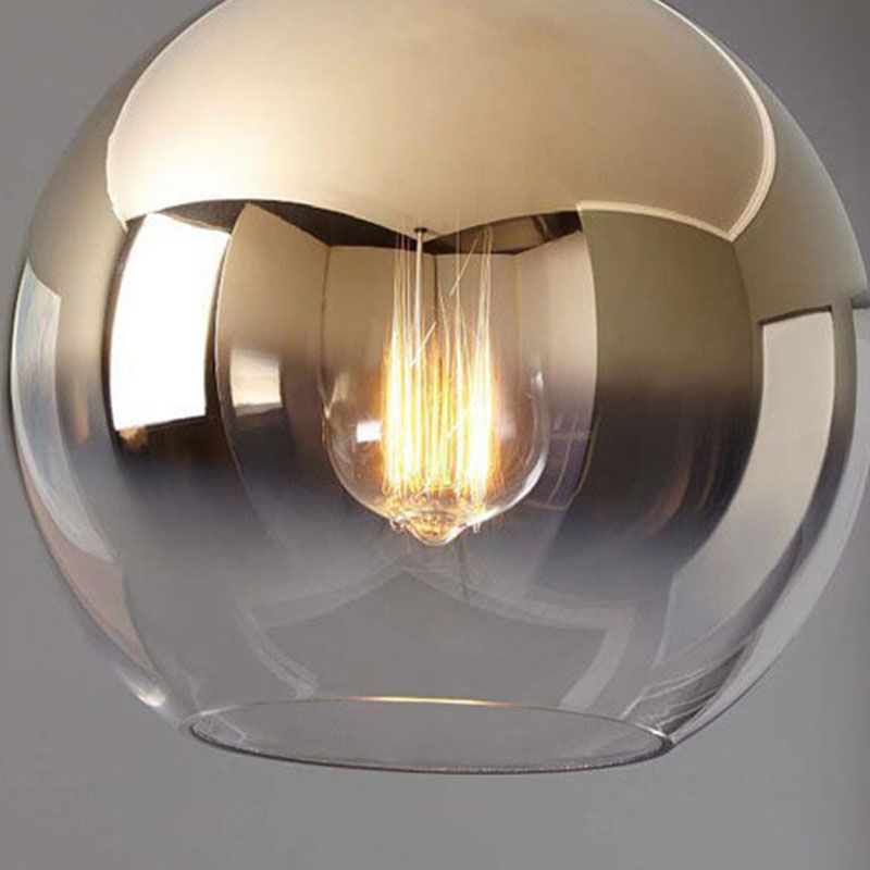 1 Light Globe Shaped Pendant Lamp with Lucency Glass Modern Suspension Lighting Fixture