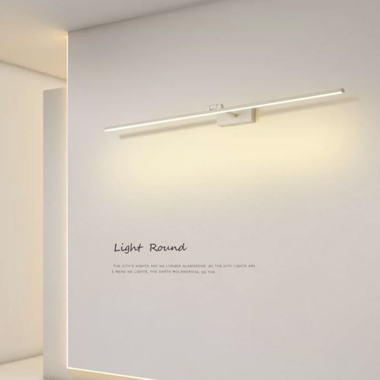 Licina de espejo de estilo lineal lineal de 1 luces de 1 luces iluminación de pared de espejo de estilo simple en blanco