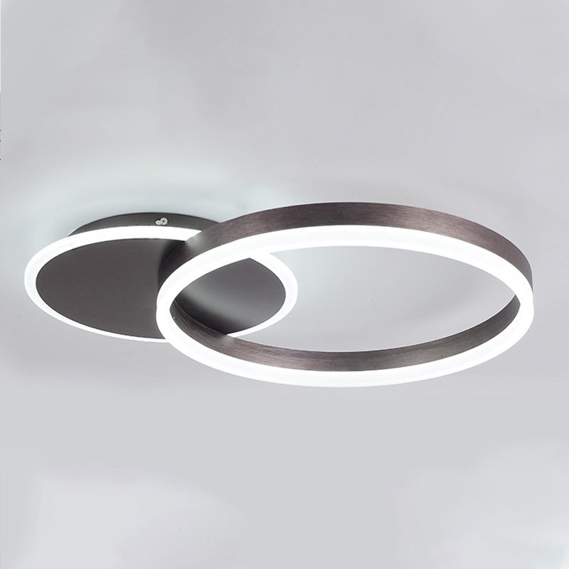 Ring Shape LED Ceiling Lamp Modern Aluminium 2 Lights Flush Mount for Bedroom