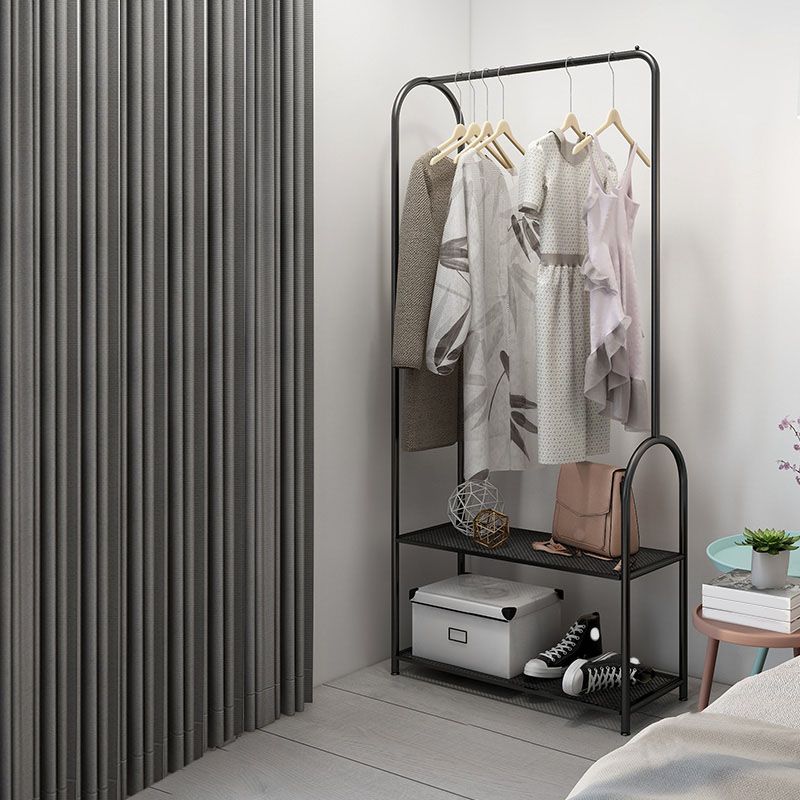 Contemporary Plain Coat Rack Metal Coat Rack with Storage Shelving