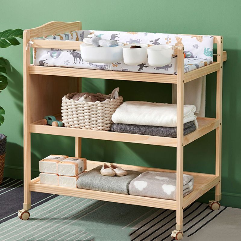 Solid Wood Baby Changing Table with Storage Changing Table Arch Top