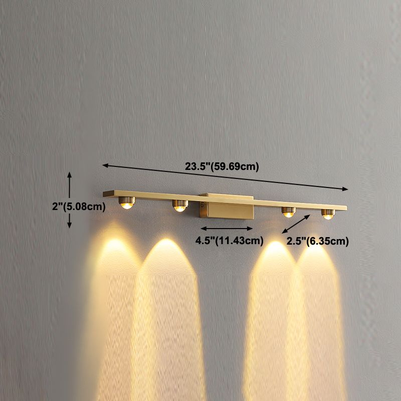 Linear Metal Wall Sconce Modern Style Multi Lights Mirror Wall Mount Lighting in Brass