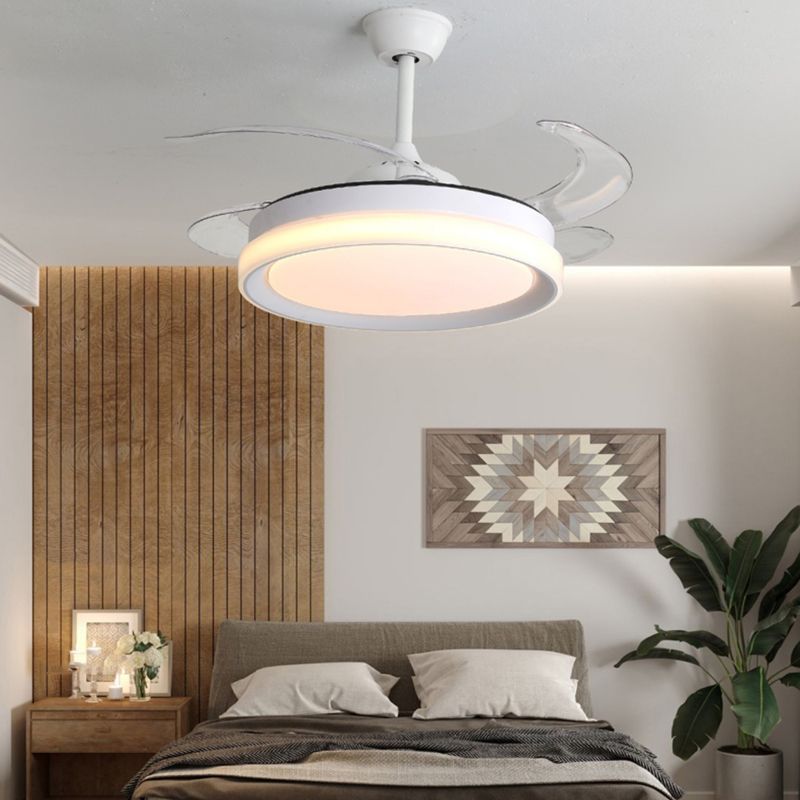 Modern 1 - Light Ceiling Fan Light in Matte White Iron and Acrylic Fan Light Fixture