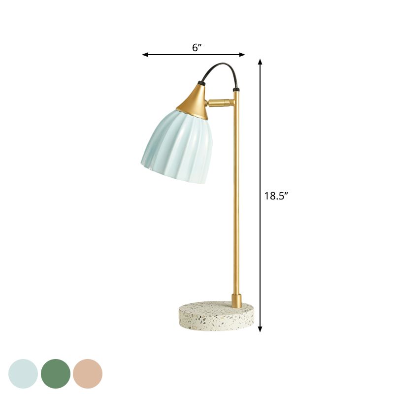 Porcelain Dome Desk Lamp Kids Style 1 Light Night Lighting with Adjustable Joint Design in Pink/Blue/Green