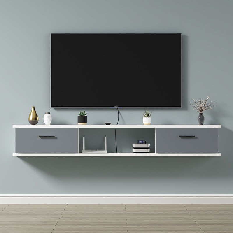 Contemporary Media Console Wooden TV Stand Console with Doors