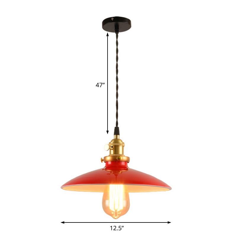 Lampada a sospensione per ciotola in stile industriale 10 "/12.5" 1 Light METAL LIGHT LIGHT IN NERO/BIANCO/ROSSO OVER