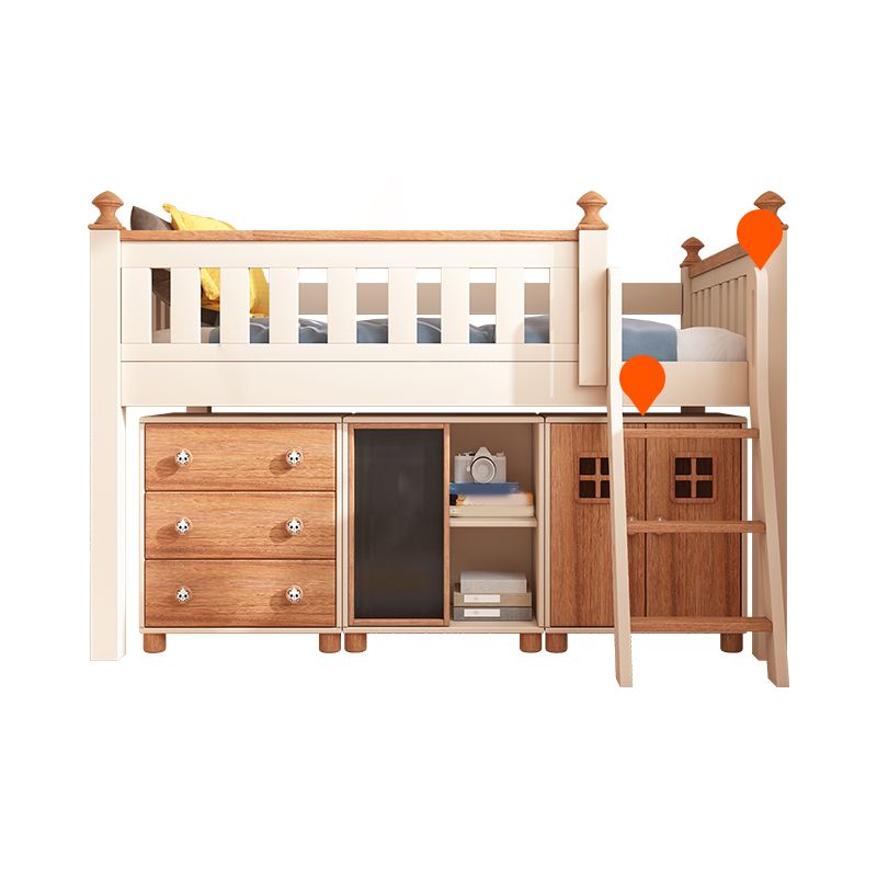 Contemporary Brone Nursery Crib Solid Wood Standard Bunk Bed with Guardrail