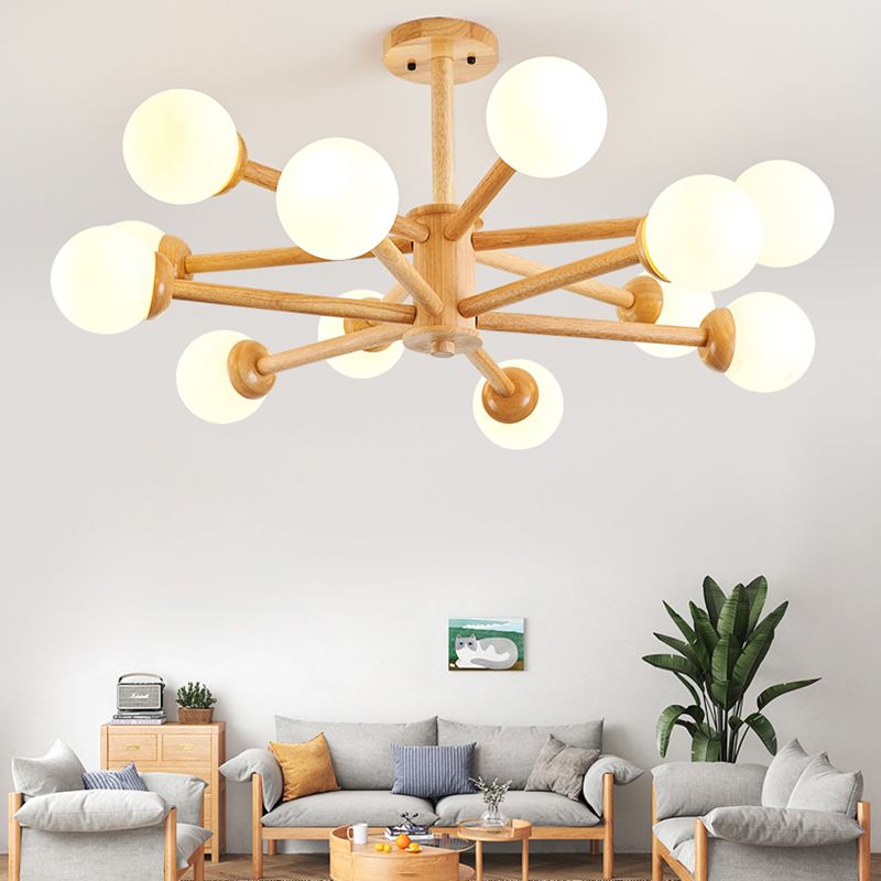 Globe Shade Chandelier Light Pendante moderne multi-têtes avec une teinte en verre blanche