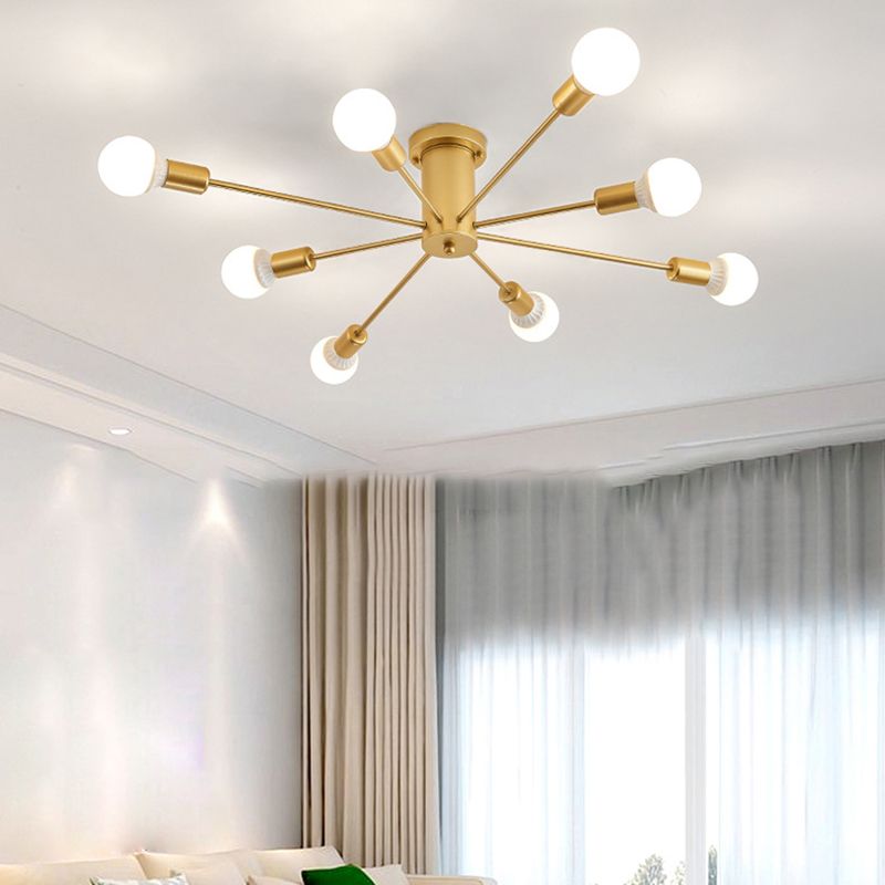 Modernism Flush Mount Lighting Golden Metal Ceiling Light for Home