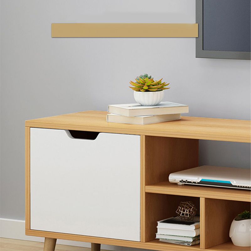 Open Shelving TV Media Stand Scandinavian TV Media Console with Drawers