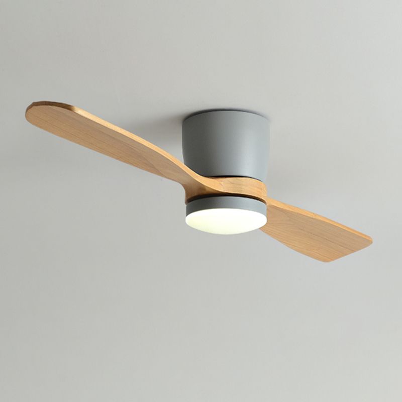 Nordic Style LED Ceiling Fan 2-Blade Fan Lighting with Wood for Restaurant